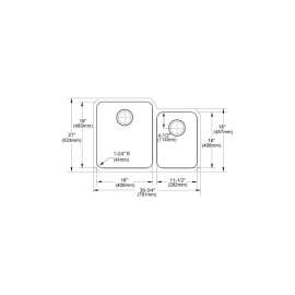 Gourmet Lustertone ELUH3121R Stainless Steel Double Bowl Undermount Sink in Lustrous Highlighted Satin