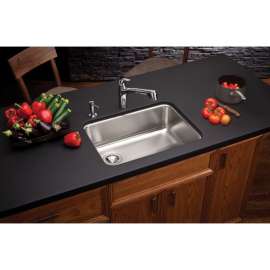 Gourmet Lustertone ELUH2317L Stainless Steel Single Bowl Undermount Sink in Lustrous Highlighted Satin