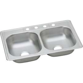 D23322 Classic Stainless Steel Double Bowl Top Mount Sink