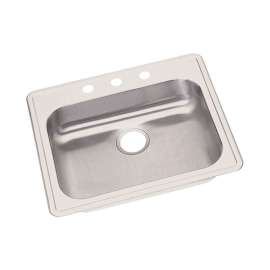 GE125215 Stainless Steel Single Bowl Top Mount Sink with 5 Faucet Holes in Satin