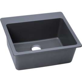Single Bowl Top Mount Sink with Pre-scores for up to 4 Faucet Holes in Dusk Gray