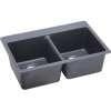 Double Bowl Top Mount Sink with Pre-scores for up to 4 Faucet Holes in Dusk Gray
