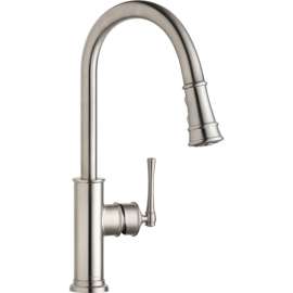 Explore LKEC2031LS Pull-Down Kitchen Single-Hole Faucet in Lustrous Steel