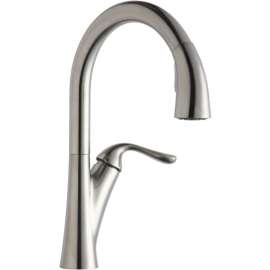 Pull-Down Kitchen Single-Hole Faucet in Lustrous Steel