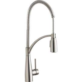 Semi-Professional Kitchen Single-Hole Faucet in Lustrous Steel