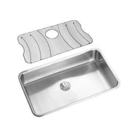 Gourmet Lustertone Stainless Steel 31-In Undermount Kitchen Sink Kit With Kitchen Sink, Faucet, Bottom Grid, Perfect Drain Edgeless Drain, Drain Installation Kit