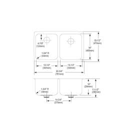 Gourmet Lustertone ELUH311810PD Stainless Steel Double Bowl Undermount Sink Kit with Perfect Drain in Lustrous Highlighted Satin