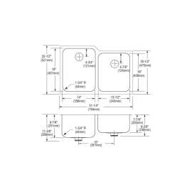 Gourmet Lustertone ELUH3120RPDBG Stainless Steel Double Bowl Undermount Sink Kit with Perfect Drain in Lustrous Highlighted Satin