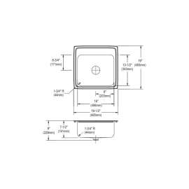Gourmet Lustertone LR1919PDMR2 Stainless Steel Single Bowl Top Mount Sink Kit with MR2 Faucet Holes and Perfect Drain in Lustrous Highlighted Satin