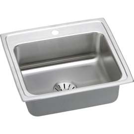 LR2219PD Gourmet Lustertone Stainless Steel Single Bowl Top Mount Sink Kit