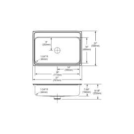 Gourmet Lustertone LR3122PD5 Stainless Steel Single Bowl Top Mount Sink Kit with 5 Faucet Holes and Perfect Drain in Lustrous Highlighted Satin