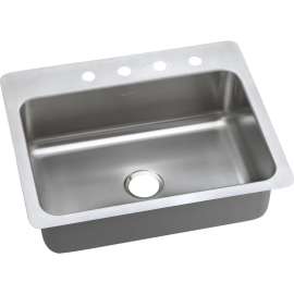 Stainless Steel Single Bowl Dual-Mount Sink with 3 Faucet Holes in Elite Satin