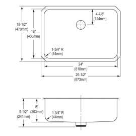Gourmet Lustertone ELUH2416PD Stainless Steel Single Bowl Undermount Sink Kit with Perfect Drain in Lustrous Highlighted Satin