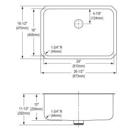 Gourmet Lustertone ELUH241610PD Stainless Steel Single Bowl Undermount Sink Kit with Perfect Drain in Lustrous Highlighted Satin