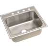 Stainless Steel Single Bowl Top Mount Sink with MR2 Faucet Holes in Premium Highlighted Satin