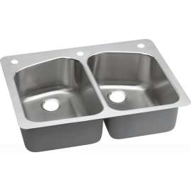 Stainless Steel Double Bowl Dual-Mount Sink with 3 Faucet Holes in Lustrous Highlighted Satin