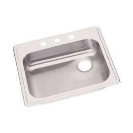 Stainless Steel Single Bowl Top Mount Sink with 4 Faucet Holes in Satin