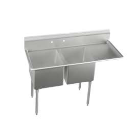 Dependabilt Stainless Steel 60" X 29-13/16" X 43-3/4" 16 Gauge One Compartment Sink W/ 18" Left And Right Drainboards And Stainless Steel Legs, 14-1C24X24-2-18X