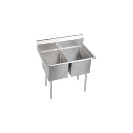 Dependabilt Stainless Steel 43" X 29-13/16" X 43-3/4" 16 Gauge Two Compartment Sink With Stainless Steel Legs, 14-2C18X24-0X