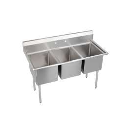 Dependabilt Stainless Steel 63" X 29-13/16" X 44-3/4" 16 Gauge Three Compartment 14" Deep Sink W/Stainless Steel Legs, 14-3C18X24-0X