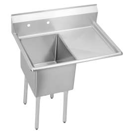 Dependabilt Stainless Steel 38-1/2" X 23-13/16" X 44-3/4" 16 Gauge One Compartment Sink W/ 18" Right Drainboard And Stainless Steel Legs, 1C18X18-R-18X