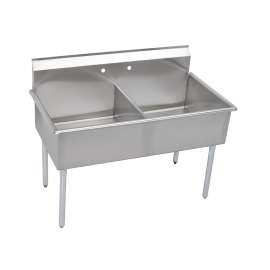 Dependabilt Stainless Steel 39" X 24-1/2" X 42" 18 Gauge Two Compartment Budget Sink With Stainless Steel Legs, B2C18X21X