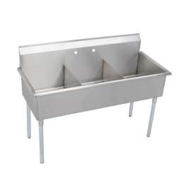 Dependabilt Stainless Steel 39" X 24-1/2" X 42" 18 Gauge Three Compartment Budget Sink With Stainless Steel Legs, B3C12X21X