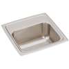 Lustertone Classic Stainless Steel 15" X 15" X 7-1/8", 0-Hole Single Bowl Drop-In Bar Sink With 3-1/2" Drain, BLR15160