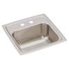 Lustertone Classic Stainless Steel 15" X 15" X 7-1/8" 2-Hole Single Bowl Drop-In Bar Sink With 3-1/2" Drain, BLR15162