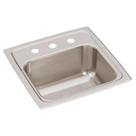 Lustertone Classic Stainless Steel 15" X 15" X 7-1/8" 3-Hole Single Bowl Drop-In Bar Sink With 3-1/2" Drain, BLR15163