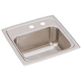 Lustertone Classic Stainless Steel 15" X 15" X 7-1/8" Mr2-Hole Single Bowl Drop-In Bar Sink With 3-1/2" Drain, BLR1516MR2