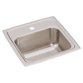 Lustertone Classic Stainless Steel 15" X 15" X 7-1/8" 1-Hole Single Bowl Drop-In Bar Sink With 2" Drain, BLR151