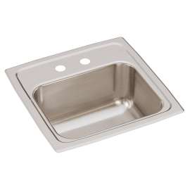 Lustertone Classic Stainless Steel 15" X 15" X 7-1/8" 2-Hole Single Bowl Drop-In Bar Sink With 2" Drain, BLR152