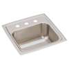 Lustertone Classic Stainless Steel 15" X 15" X 7-1/8" 3-Hole Single Bowl Drop-In Bar Sink With 2" Drain, BLR153