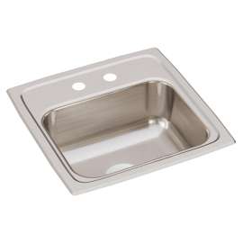 Lustertone Classic Stainless Steel 15" X 15" X 6-1/8" 2-Hole Single Bowl Drop-In Bar Sink, BLR15602