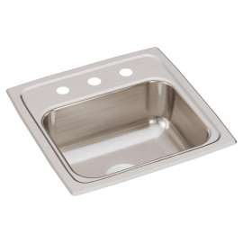 Lustertone Classic Stainless Steel 15" X 15" X 6-1/8" 3-Hole Single Bowl Drop-In Bar Sink, BLR15603