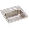 Lustertone Classic Stainless Steel 15" X 15" X 6-1/8" Mr2-Hole Single Bowl Drop-In Bar Sink, BLR1560MR2