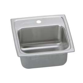 Lustertone Classic Stainless Steel 15" X 15" X 6-1/8" 2-Hole Single Bowl Drop-In Bar Sink With Quick-Clip, BLRQ15602