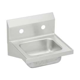 Stainless Steel 16-3/4" X 15-1/2" X 13" 2-Hole Single Bowl Wall Hung Handwash Sink, CHS17162