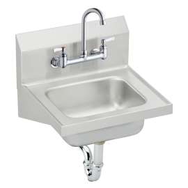 Stainless Steel 16-3/4" X 15-1/2" X 13" Single Bowl Wall Hung Handwash Sink Kit W/Faucet + Drain + P-Trap, CHS1716C