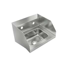 Stainless Steel 16-3/4" X 15-1/2" X 13" 2-Hole Single Bowl Wall Hung Handwash Sink W/Side Splashes, CHS1716LRS2