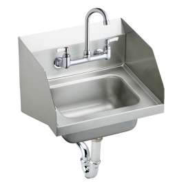 Stainless Steel 16-3/4" X 15-1/2" X 13" Single Bowl Wall Hung Handwash Sink Kit W/Side Splashes, CHS1716LRSC