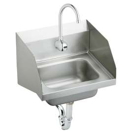 Stainless Steel 16-3/4" X 15-1/2" X 13" Single Bowl Wall Hung Handwash Sink Kit, CHS1716LRSSACTMC