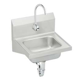 Stainless Steel 16-3/4" X 15-1/2" X 13" Single Bowl Wall Hung Handwash Sink Kit W/Sensor Faucet + Drain + P-Trap, CHS1716SACC