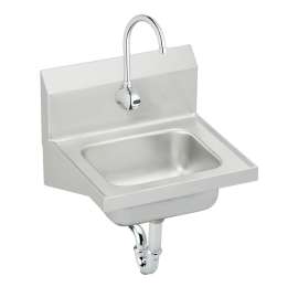 Stainless Steel 16-3/4"X15-1/2"X13" Single Bowl Wall Hung Handwash Sink W/Faucet+Thermostatic Mixing Valve+Drain+P-Trap, CHS1716SACTMC
