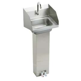 Stainless Steel 16-3/4" X 15-1/2" X 13" Single Bowl Wall Hung Handwash Sink Kit, CHSP1716LRSC