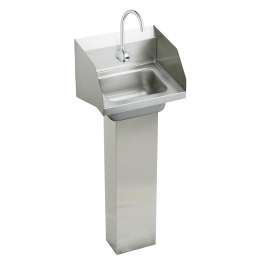 Stainless Steel 16-3/4" X 15-1/2" X 13" Single Bowl Wall Hung Handwash Sink Kit, CHSP1716LRSSACMC