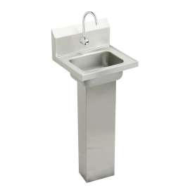 Stainless Steel 16-3/4" X 15-1/2" X 13" Single Bowl Wall Hung Handwash Sink Kit, CHSP1716SACTMC