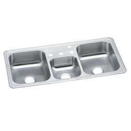 Celebrity Stainless Steel 43" X 22" X 7" 2-Hole Triple Bowl Drop-In Sink, CMR43222