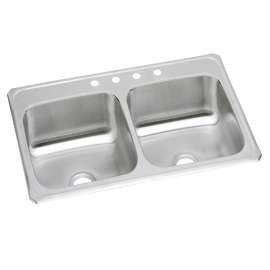 Celebrity Stainless Steel 33" X 21-1/4" X 6-7/8" 1-Hole Equal Double Bowl Drop-In Sink, CR33211